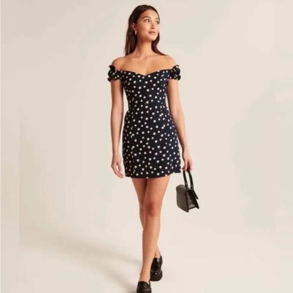 Abercrombie & Fitch corset style bodice mini ruffle sleeved polka dot dress.